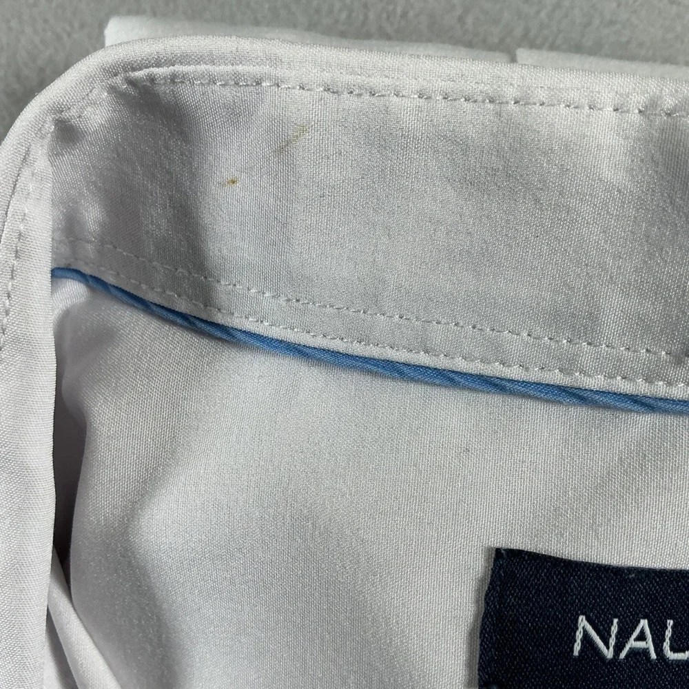 Nautica Mens Slim Fit Dress Shirt White Long Sleeve Stretch XL‎ 17-17.5 34/35